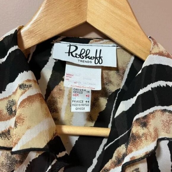 Joseph Ribkoff Black & Cream Striped Cover up shrug bolero cardigan blouse Sz 14 - Picture 6 of 7